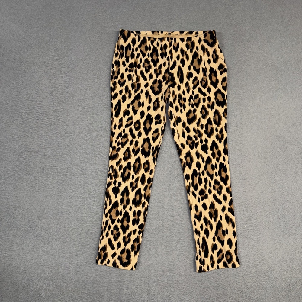 Chicos Pants Womens 00 / 2 Brown Juliet Slim Ankle Animal Print Pull On Ponte